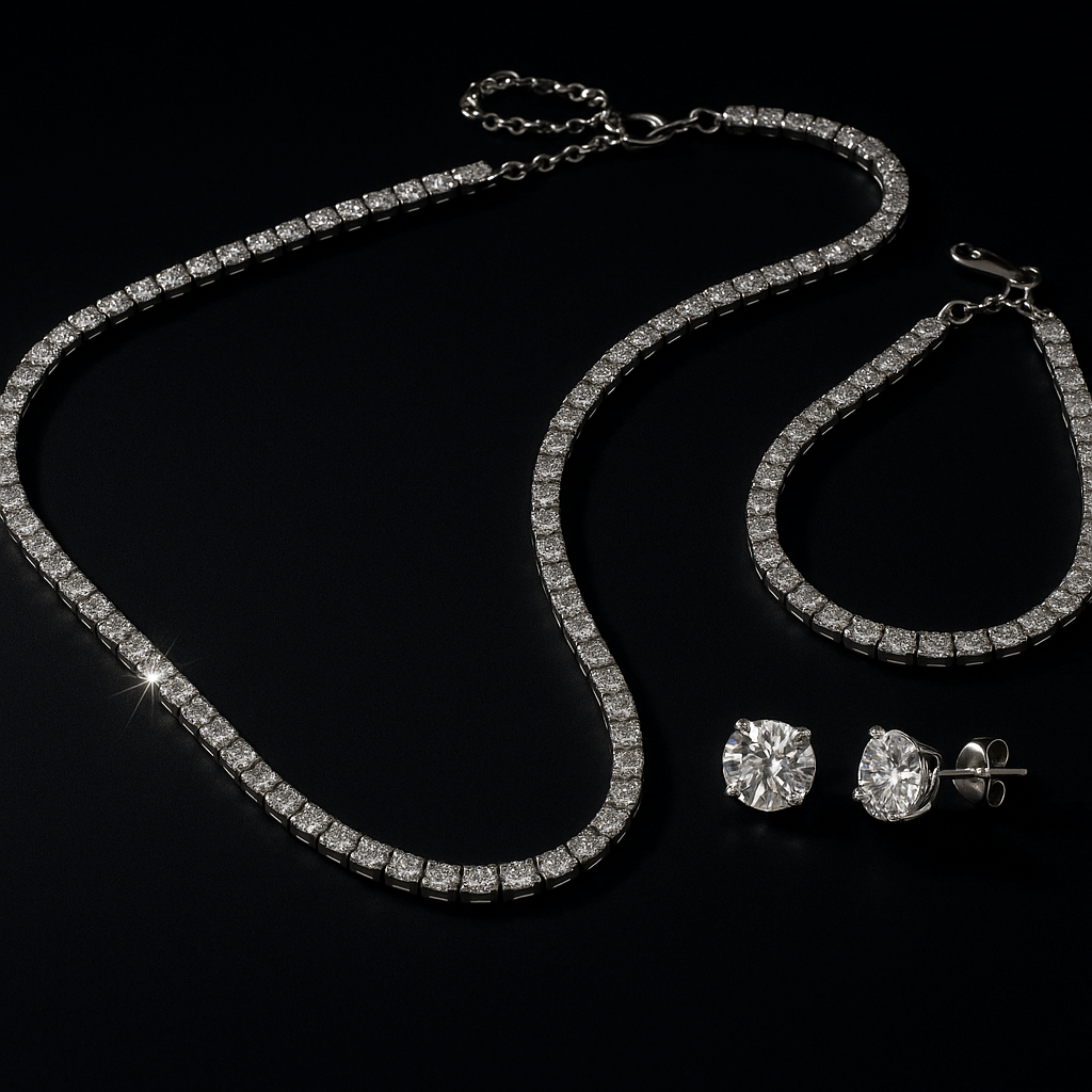Set collana tennis + bracciale + orecchini in argento 925 con zirconi - Larù Gioielli (per Bracciali) Set collana tennis + bracciale + orecchini in argento 925 elegante - Larù Gioielli (per Collane) Set collana tennis + bracciale + orecchini in argento 925 luminosi - s