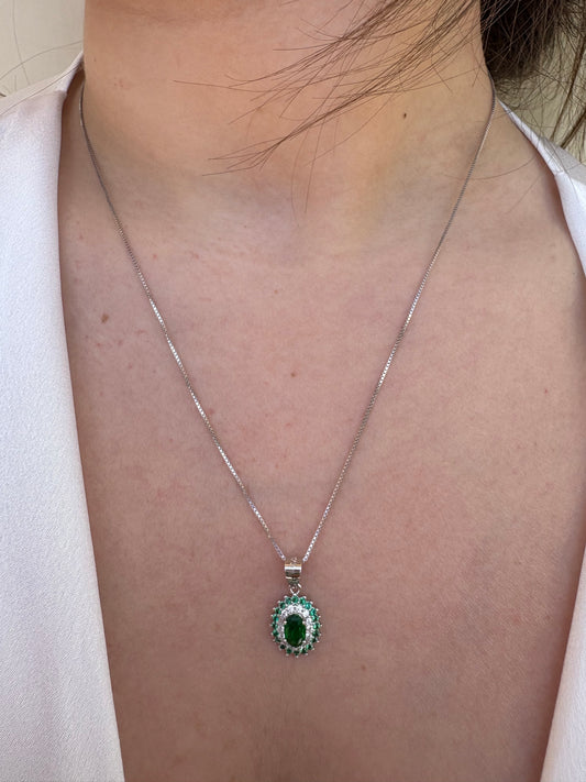 Collana Smeraldo verde in argento 925