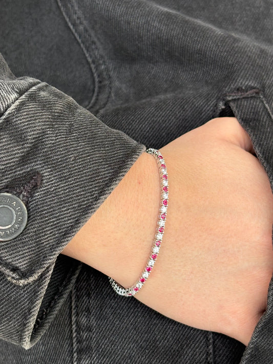 Bracciale tennis argento 925 Pink Blossom