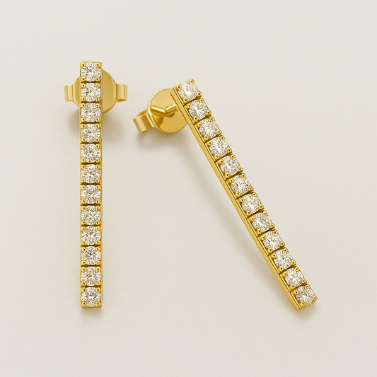 Orecchini Tennis in Argento 925 Placcati Oro 18K – “Golden Radiance”