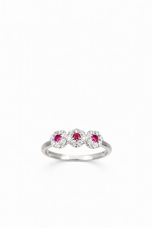 Anello Trilogy Fiore in Argento 925 con Zirconi Rosa Brillanti