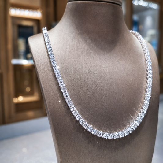 Collana tennis placcata in vero oro massiccio da 18k