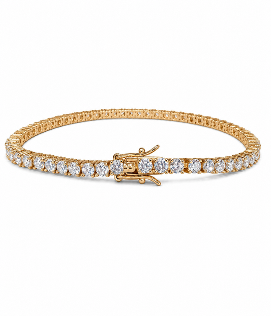 Tennis laru’ gold creato a mano placcato in oro 18k con zirconi taglio diamante