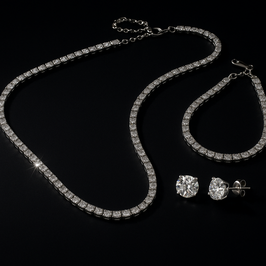 Set collana tennis + bracciale + orecchini