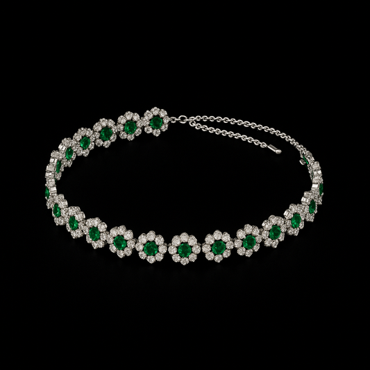 Bracciale Margherita in Argento 925 con Zirconi Verdi e Bianchi