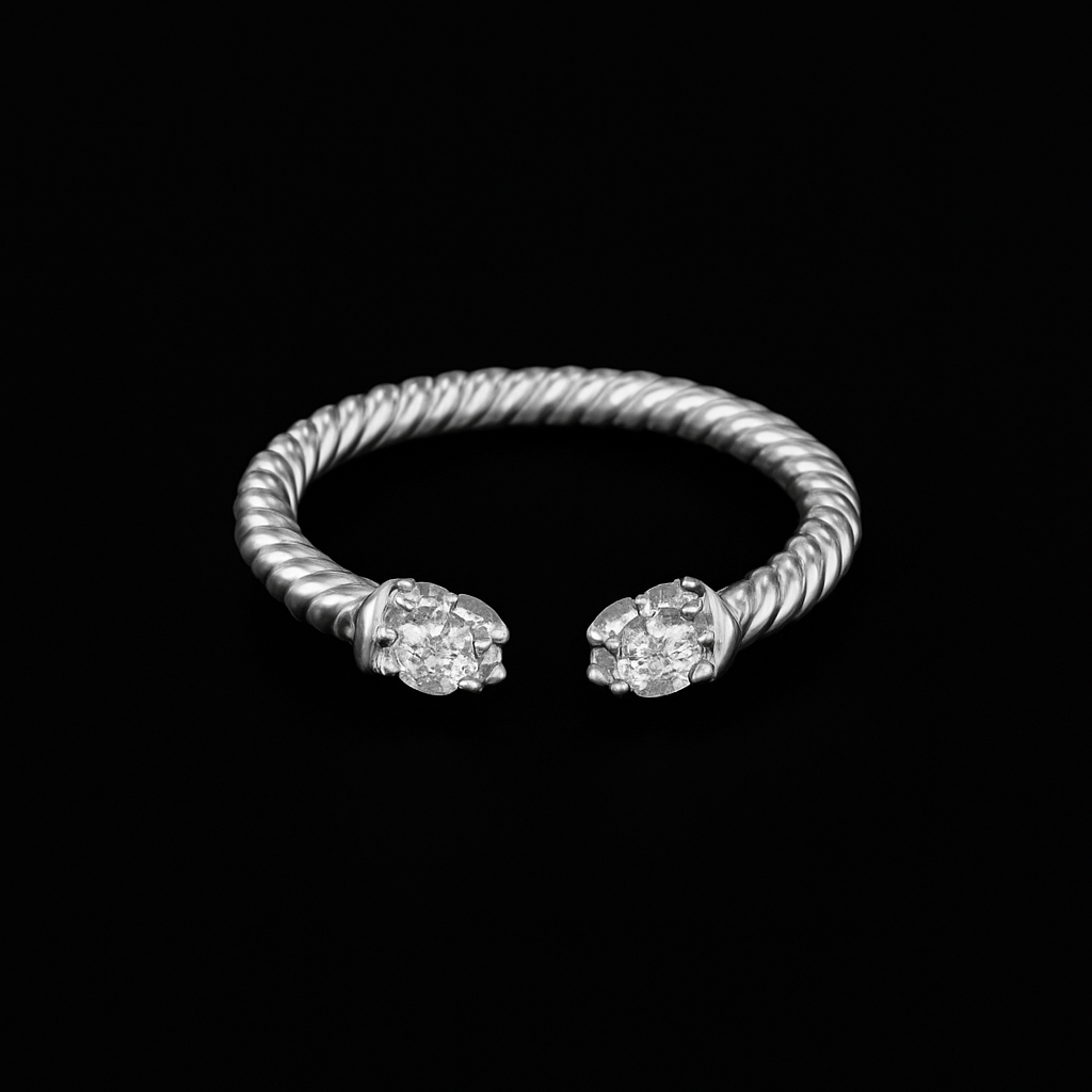 Anello corda in argento 925 con zirconi - Larù Gioielli (per Bracciali) Anello corda in argento 925 elegante - Larù Gioielli (per Collane) Anello corda in argento 925 luminosi - s