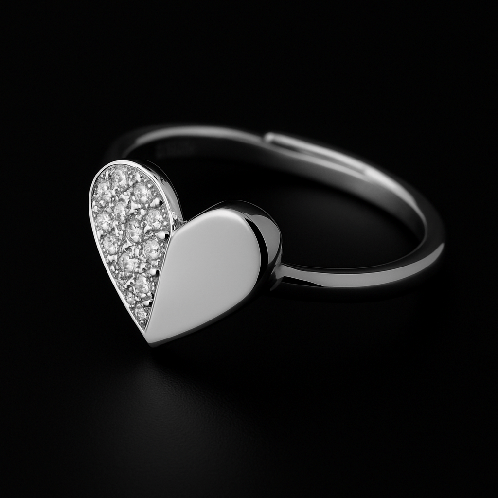 Anello cuore in argento 925 in argento 925 con zirconi - Larù Gioielli (per Bracciali) Anello cuore in argento 925 in argento 925 elegante - Larù Gioielli (per Collane) Anello cuore in argento 925 in argento 925 luminosi - s