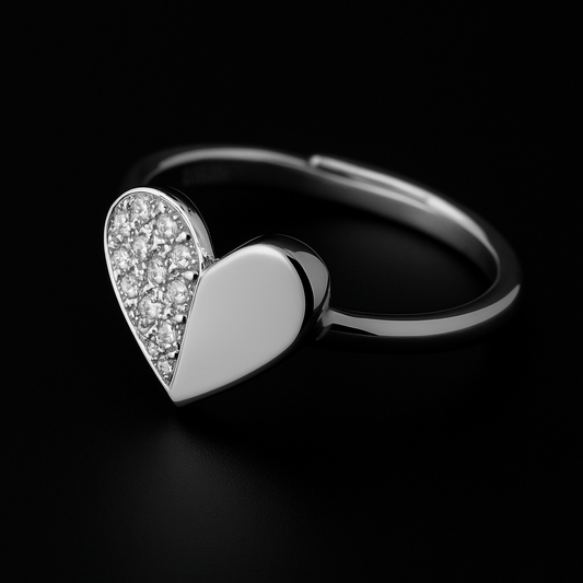 Anello cuore in argento 925 in argento 925 con zirconi - Larù Gioielli (per Bracciali) Anello cuore in argento 925 in argento 925 elegante - Larù Gioielli (per Collane) Anello cuore in argento 925 in argento 925 luminosi - s