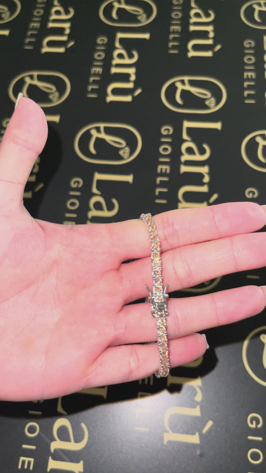 Tennis Crystal Champagne. Creato a mano placcato in vero oro 18k. Zirconi 6A effetto diamante