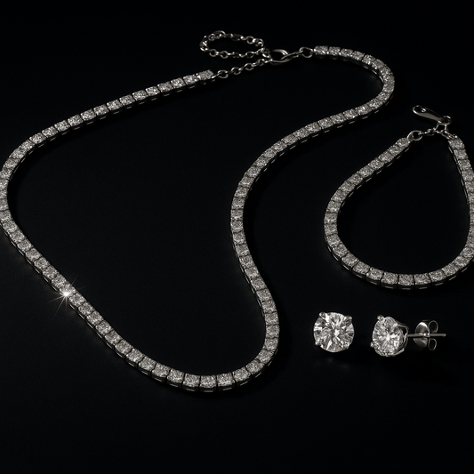 Set collana tennis + bracciale + orecchini in argento 925 con zirconi - Larù Gioielli (per Bracciali) Set collana tennis + bracciale + orecchini in argento 925 elegante - Larù Gioielli (per Collane) Set collana tennis + bracciale + orecchini in argento 925 luminosi - s